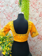 Yellow Blue with royal blue and golden embroidery